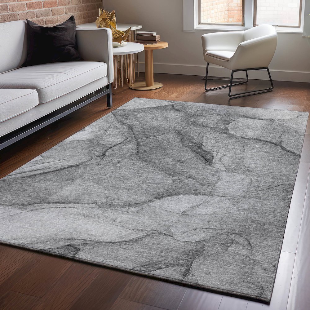 Premium Machine Washable Mayfield  Gray 3' x 5' Rug. Picture 5