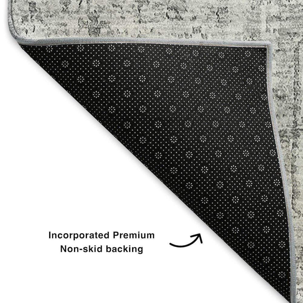 Premium Machine Washable Mayfield  Gray 2'3" x 7'6" Runner Rug. Picture 2