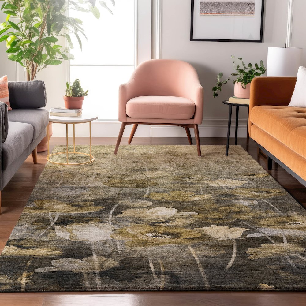 Premium Machine Washable Mayfield  Taupe 3' x 5' Rug. Picture 5