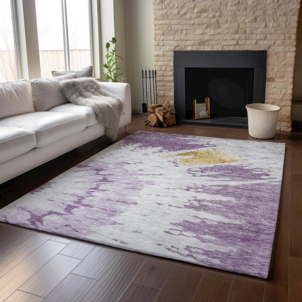 Premium Machine Washable Mayfield  Purple 3' x 5' Rug. Picture 6