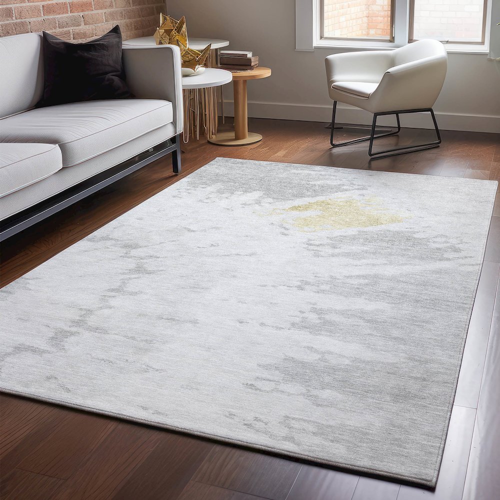 Premium Machine Washable Mayfield  Silver 3' x 5' Rug. Picture 5