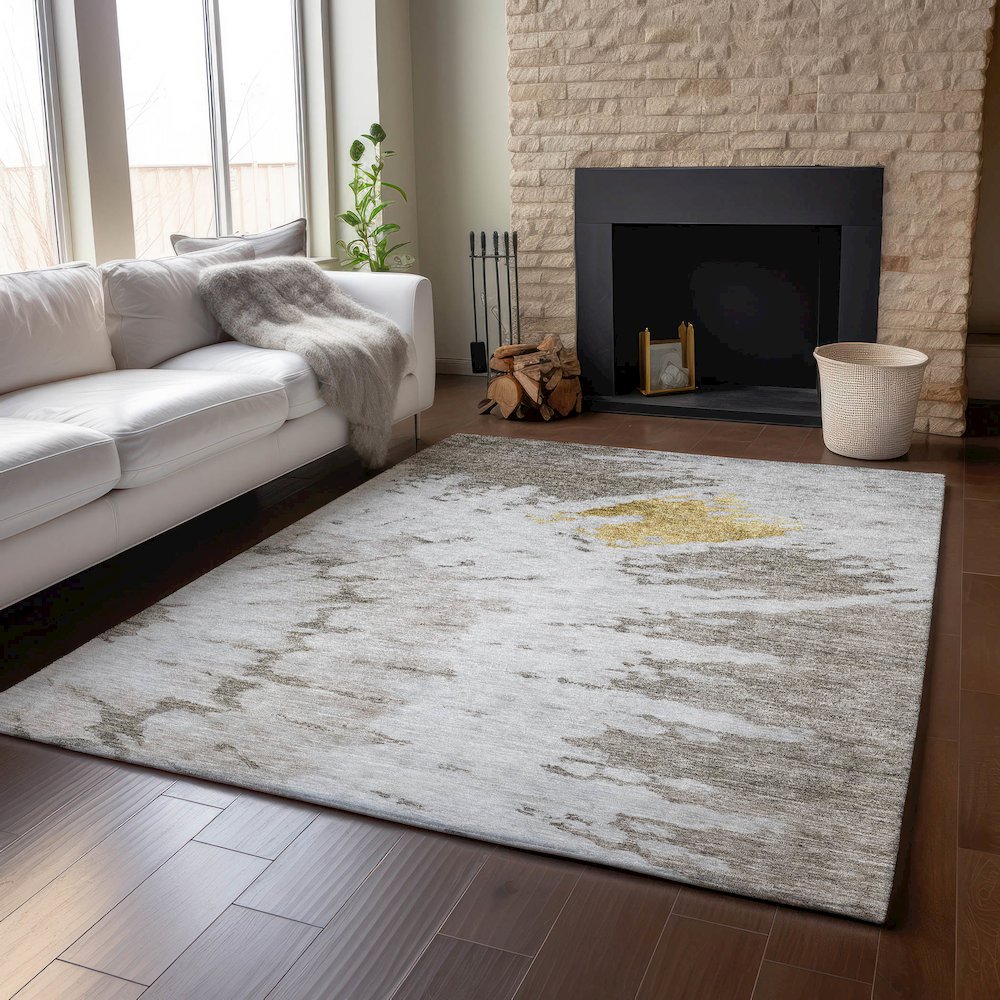 Premium Machine Washable Mayfield  Taupe 3' x 5' Rug. Picture 6