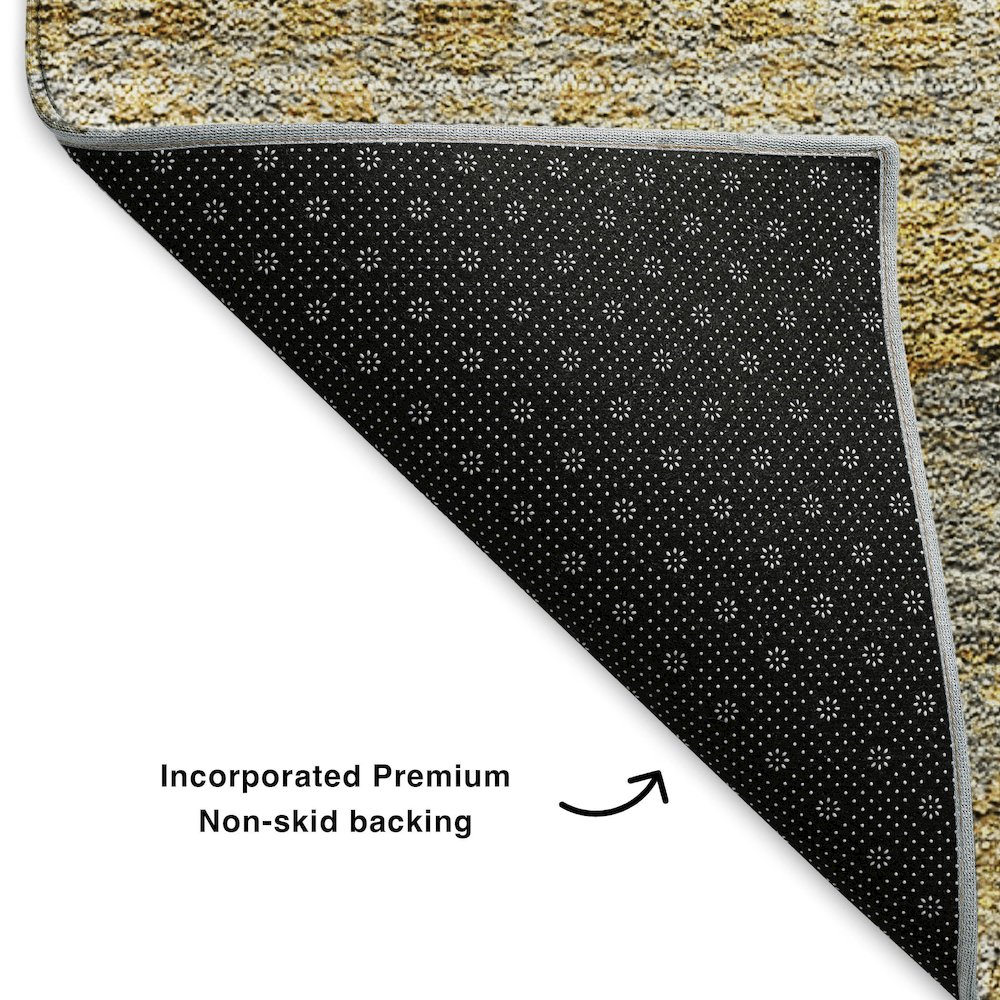 Premium Machine Washable Mayfield  Gold 2'3" x 7'6" Runner Rug. Picture 2