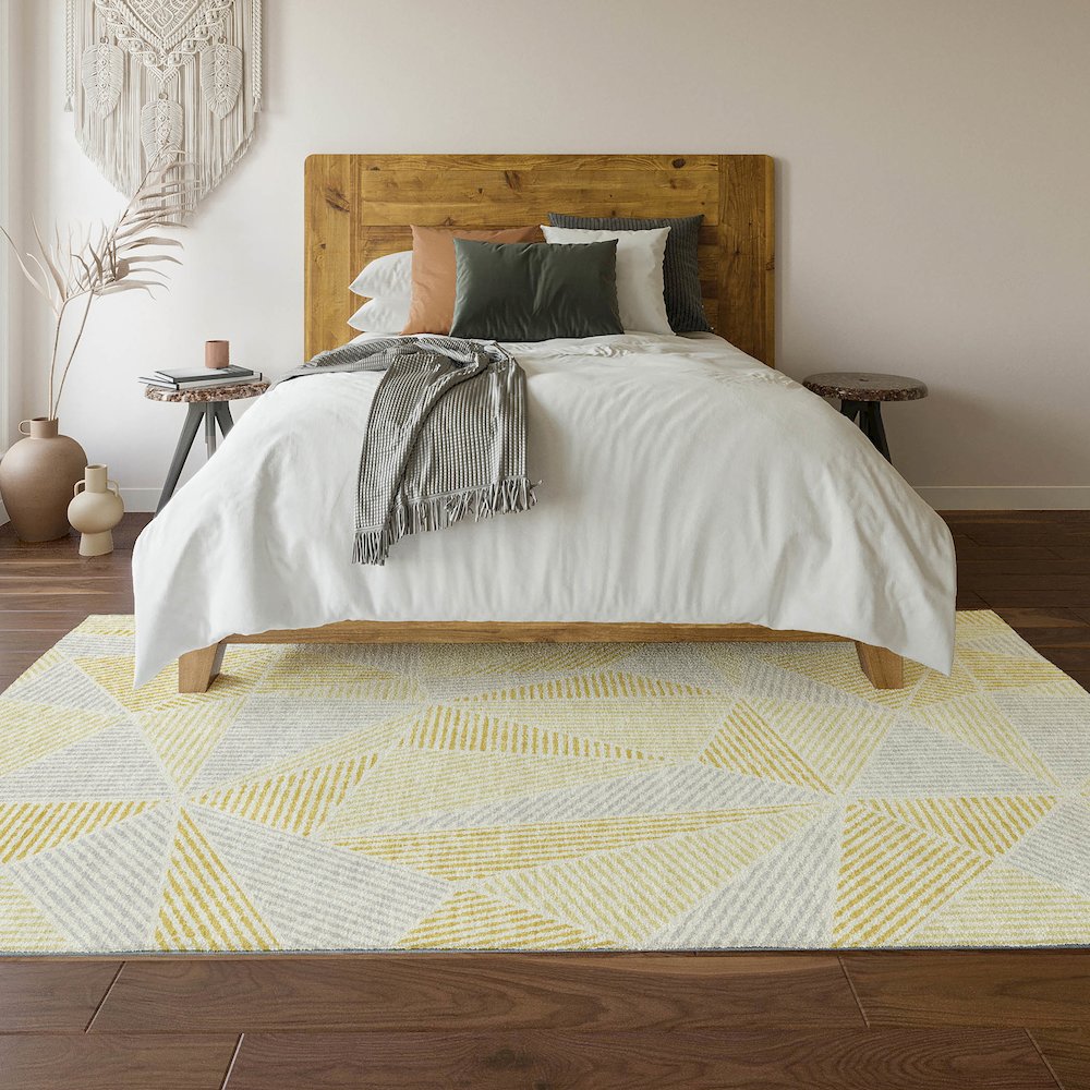 Premium Machine Washable Mayfield  Gold 3' x 5' Rug. Picture 6
