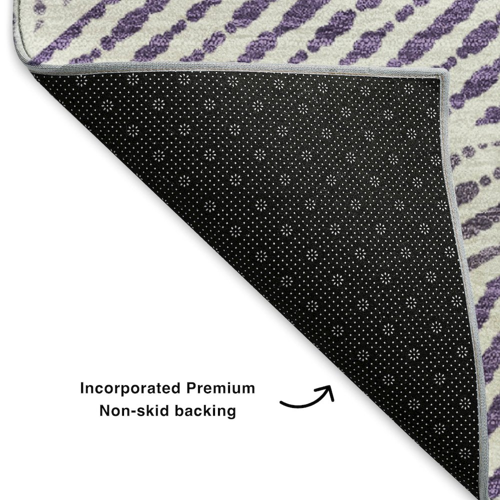 Premium Machine Washable Mayfield  Purple 2'3" x 7'6" Runner Rug. Picture 2