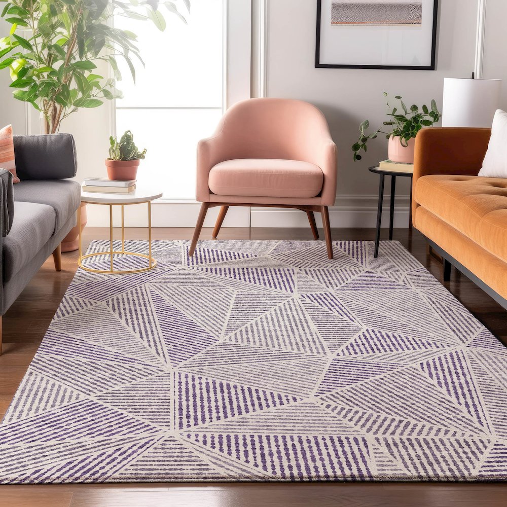 Premium Machine Washable Mayfield  Purple 3' x 5' Rug. Picture 5