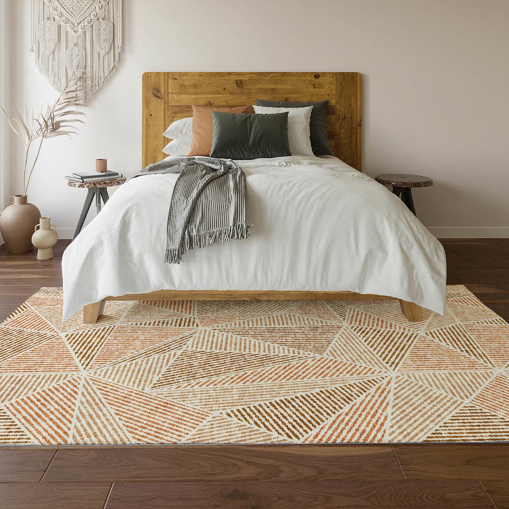 Premium Machine Washable Mayfield  Terracotta 3' x 5' Rug. Picture 6