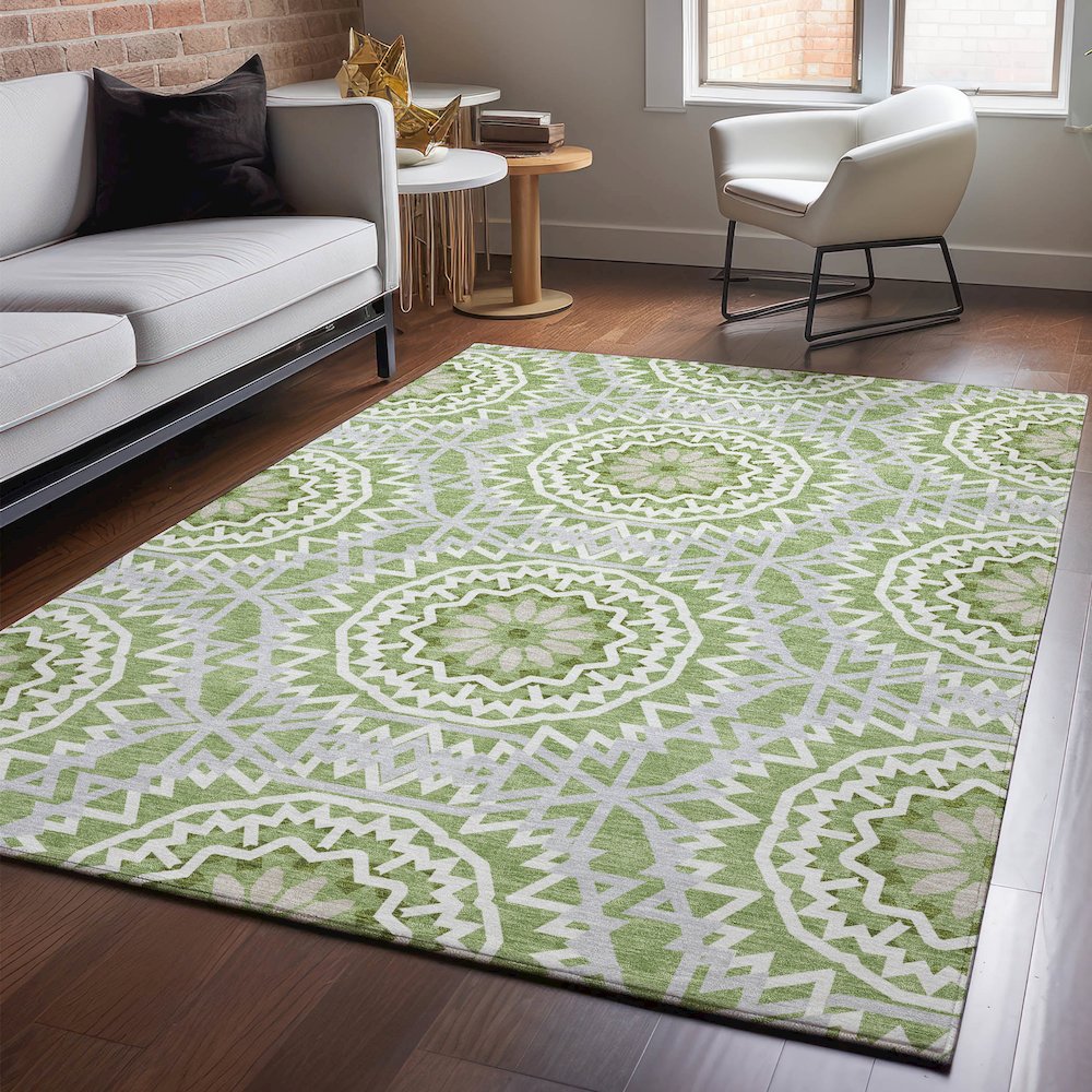 Premium Machine Washable Mayfield  Green 3' x 5' Rug. Picture 5