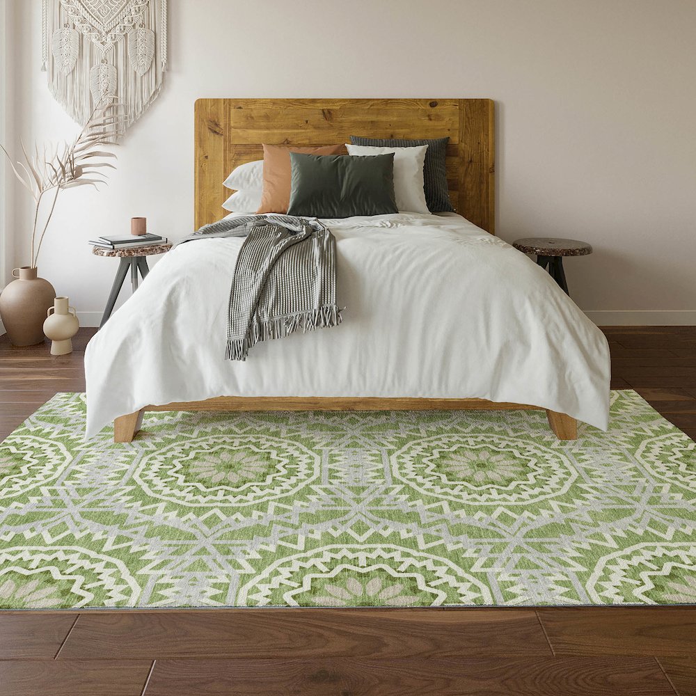 Premium Machine Washable Mayfield  Green 3' x 5' Rug. Picture 6