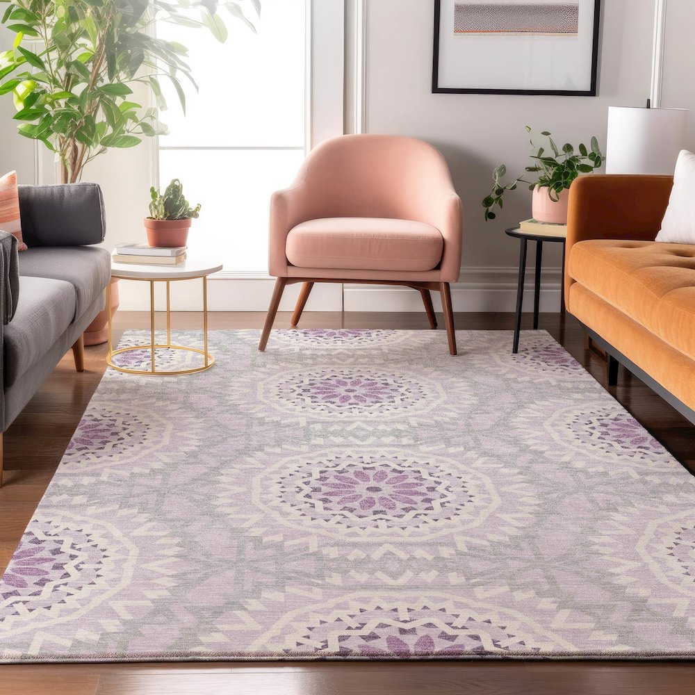 Premium Machine Washable Mayfield  Lilac 3' x 5' Rug. Picture 5
