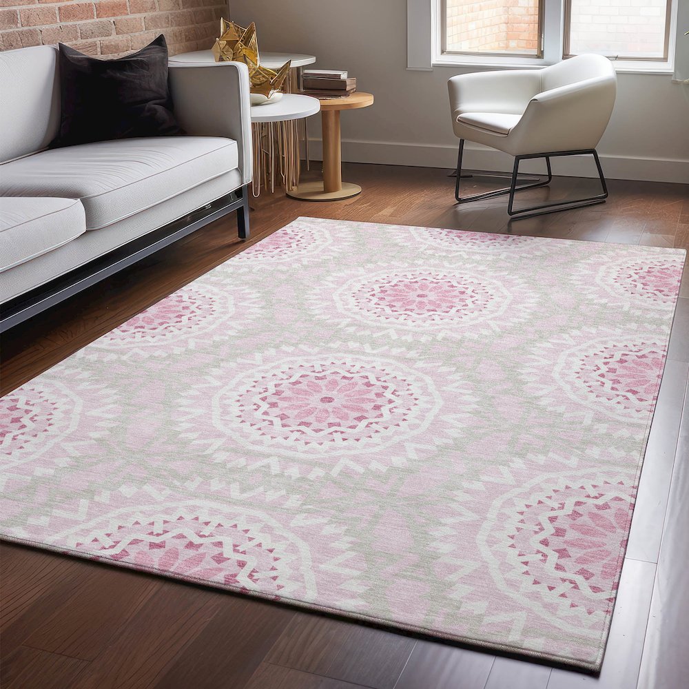 Premium Machine Washable Mayfield  Pink 3' x 5' Rug. Picture 5