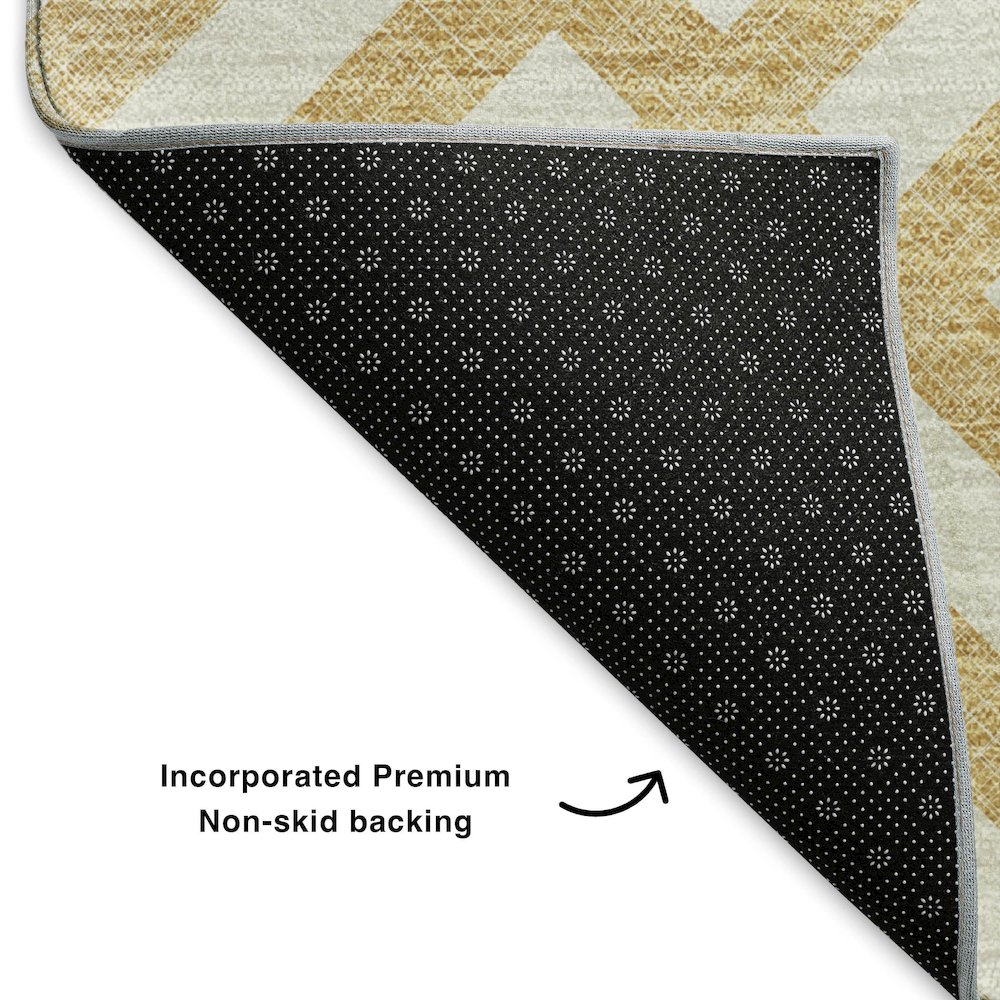 Premium Machine Washable Mayfield  Gold 2'3" x 7'6" Runner Rug. Picture 2