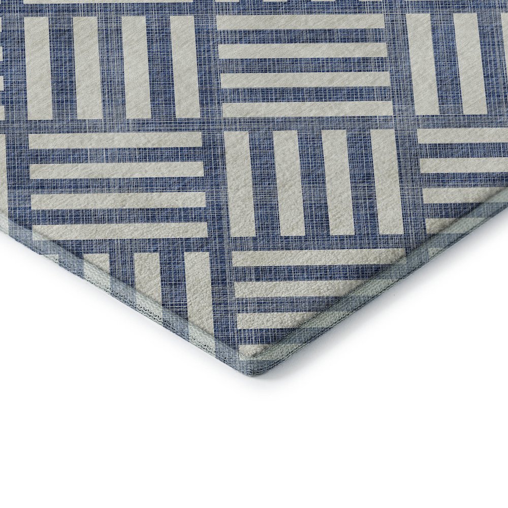 Premium Machine Washable Mayfield  Navy 2'3" x 7'6" Runner Rug. Picture 3