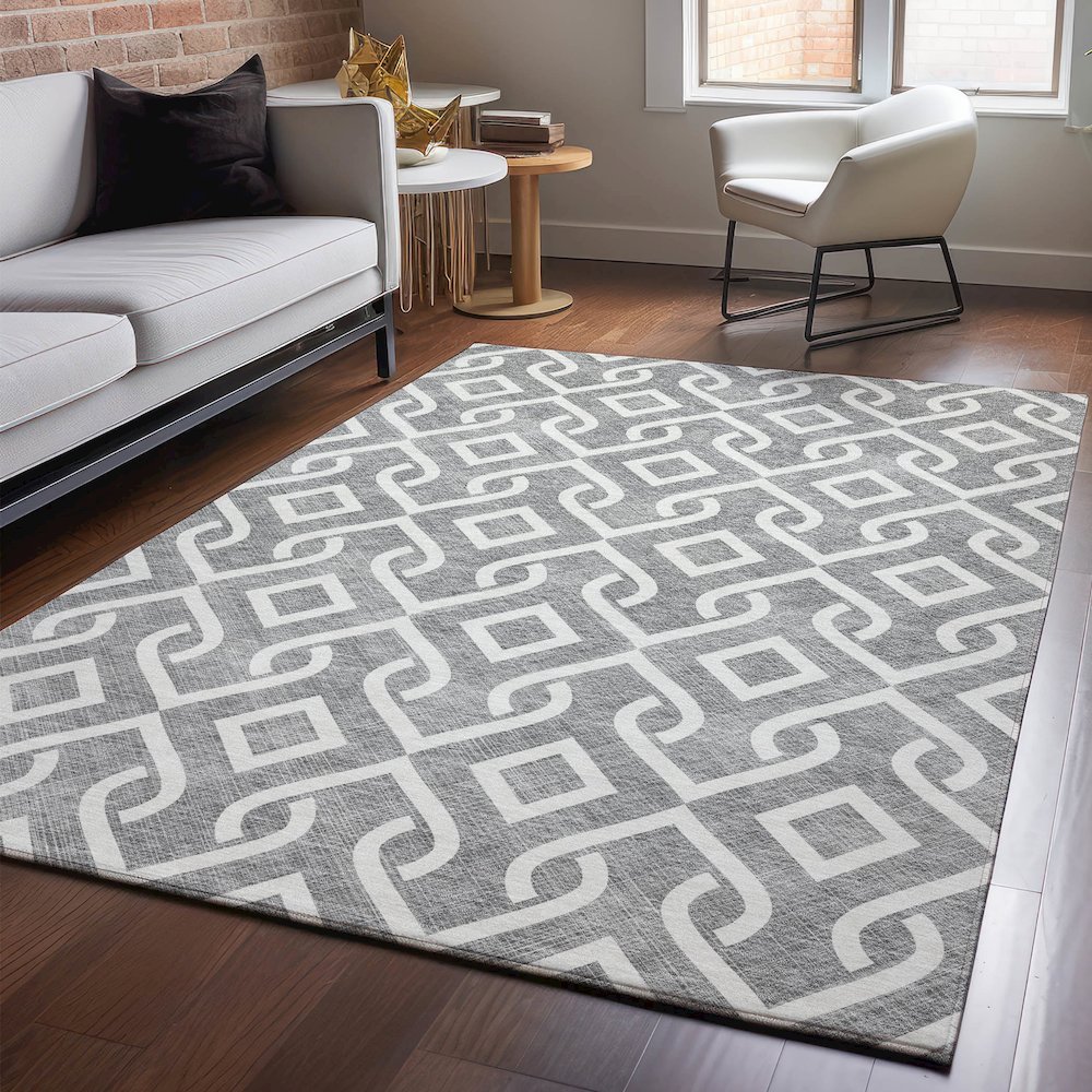 Premium Machine Washable Mayfield  Gray 3' x 5' Rug. Picture 5