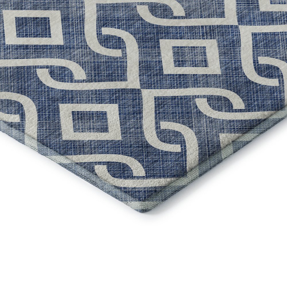Premium Machine Washable Mayfield  Navy 2'3" x 7'6" Runner Rug. Picture 3