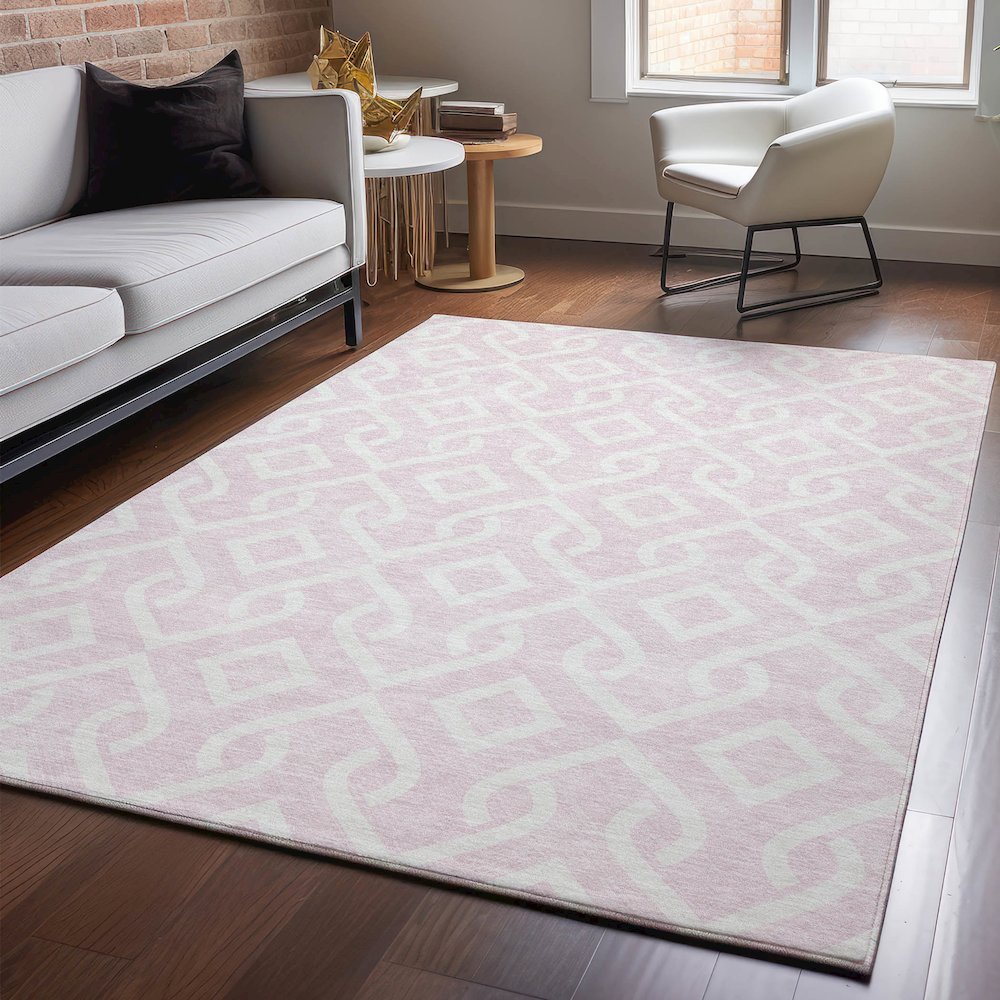 Premium Machine Washable Mayfield  Pink 3' x 5' Rug. Picture 5