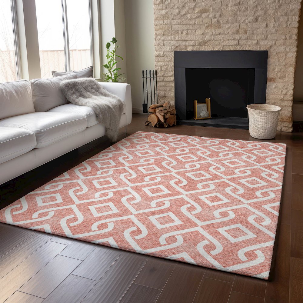 Premium Machine Washable Mayfield  Salmon 3' x 5' Rug. Picture 6