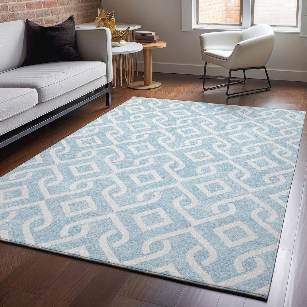 Premium Machine Washable Mayfield  Sky 3' x 5' Rug. Picture 5