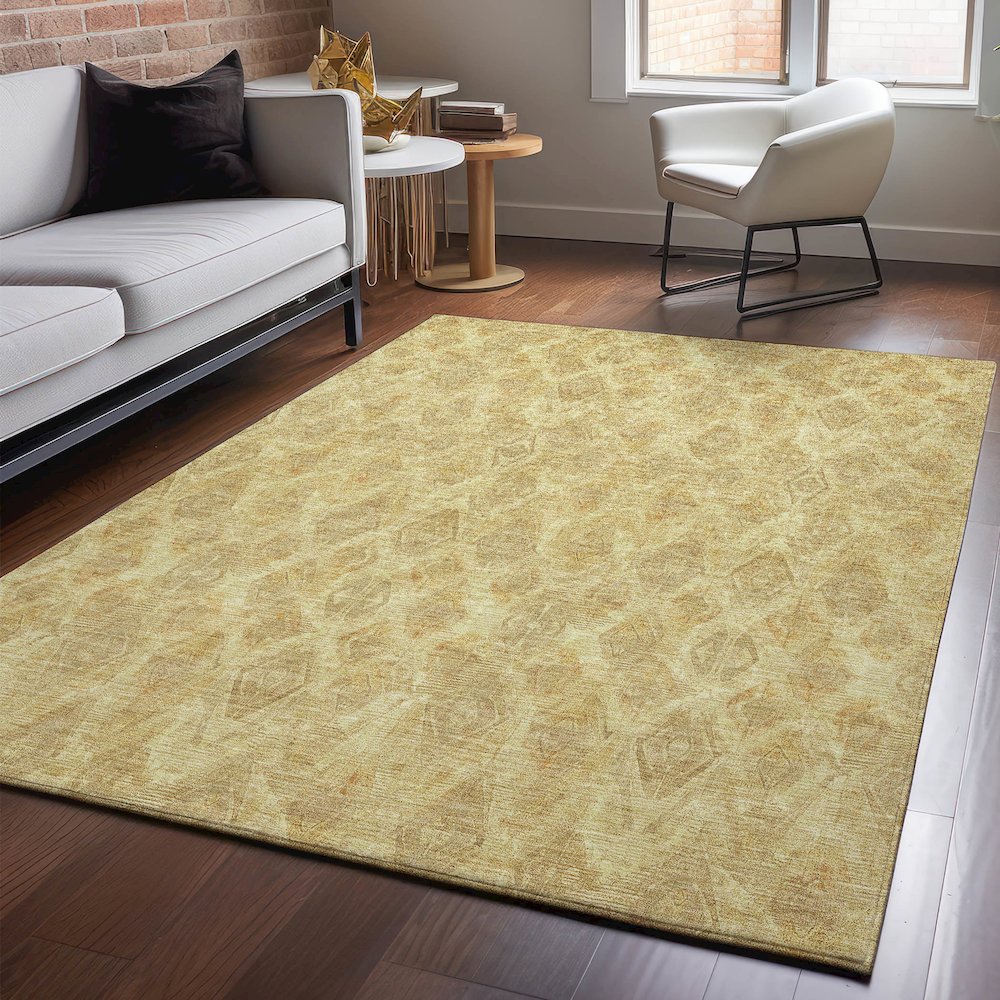 Premium Machine Washable Mayfield  Gold 3' x 5' Rug. Picture 5
