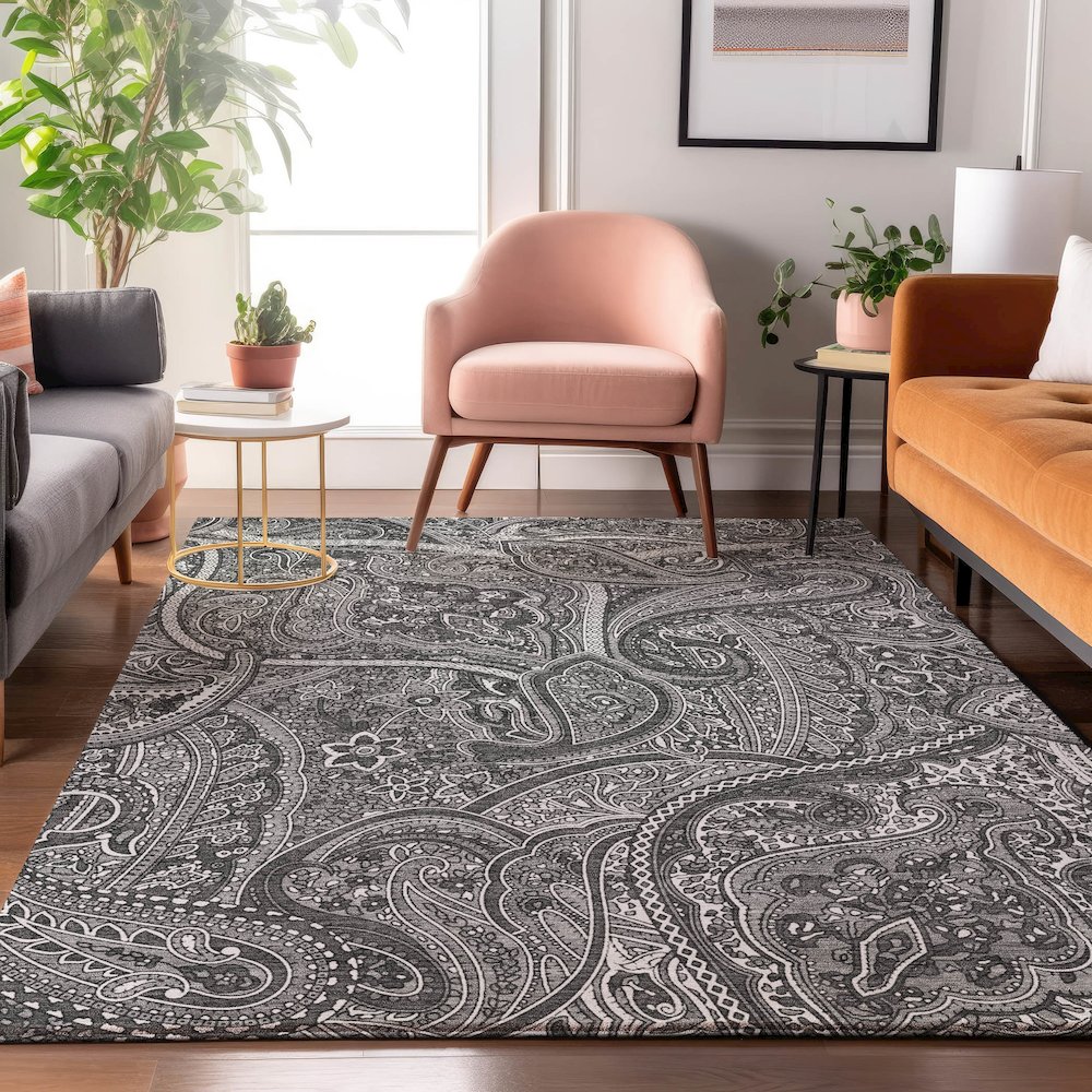 Premium Machine Washable Mayfield  Gray 3' x 5' Rug. Picture 5
