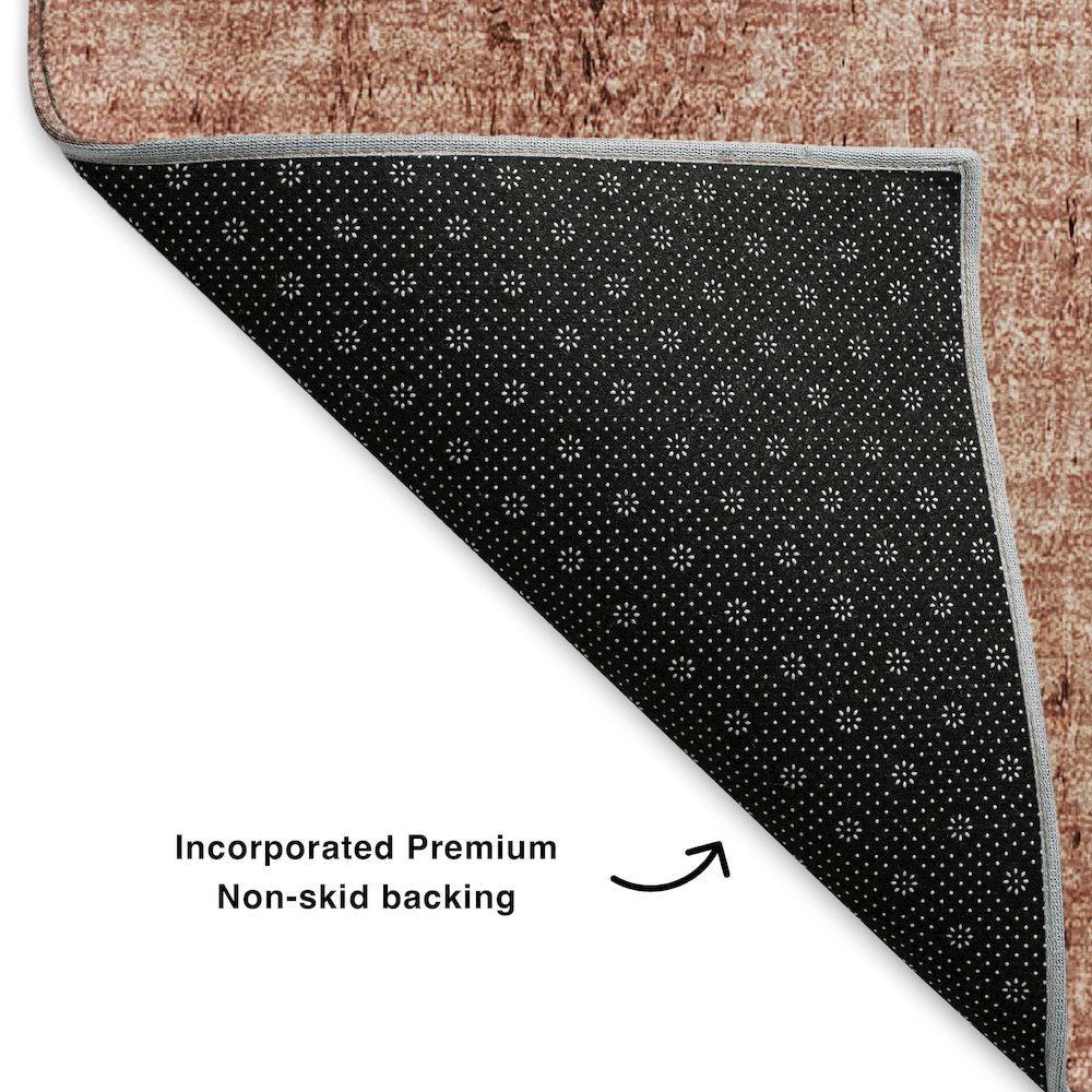 Premium Machine Washable Mayfield  Terracotta 2'3" x 7'6" Runner Rug. Picture 2