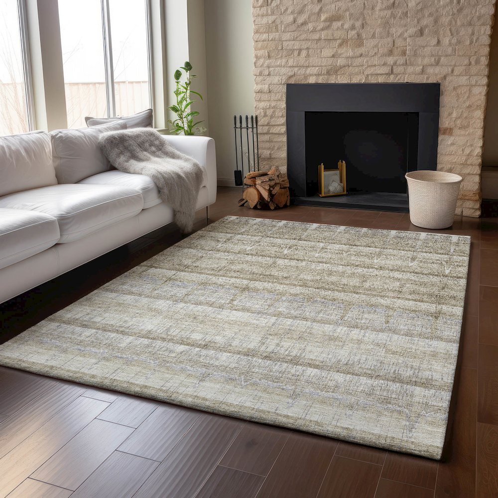 Premium Machine Washable Mayfield  Taupe 3' x 5' Rug. Picture 6