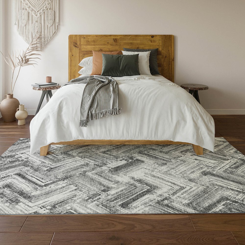 Premium Machine Washable Mayfield  Gray 3' x 5' Rug. Picture 6