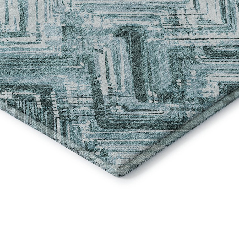 Premium Machine Washable Mayfield  Teal 2'3" x 7'6" Runner Rug. Picture 3