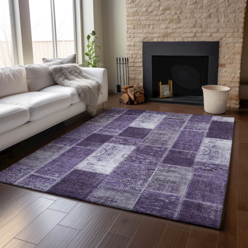 Premium Machine Washable Mayfield  Purple 3' x 5' Rug. Picture 6
