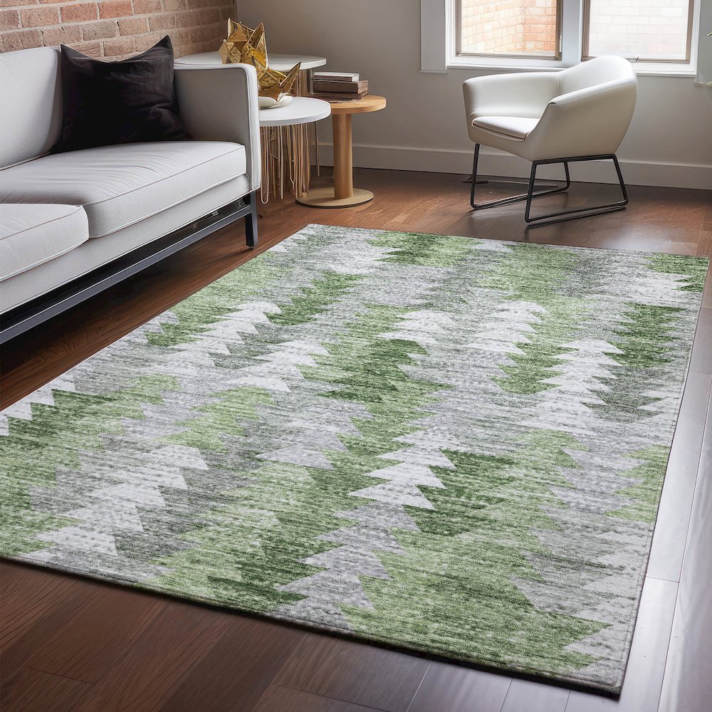 Premium Machine Washable Mayfield  Green 3' x 5' Rug. Picture 5