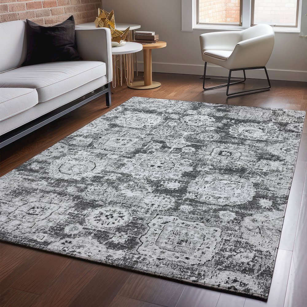 Premium Machine Washable Mayfield  Gray 3' x 5' Rug. Picture 5