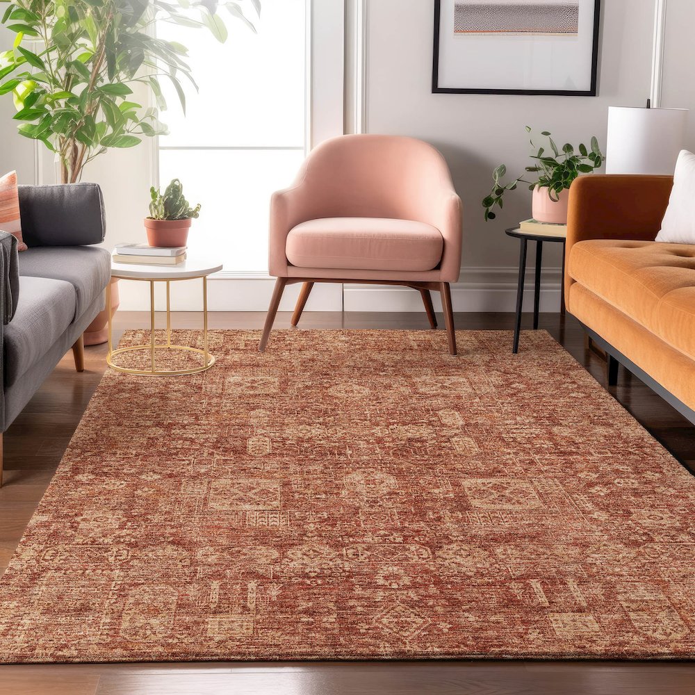 Premium Machine Washable Mayfield  Paprika 3' x 5' Rug. Picture 5