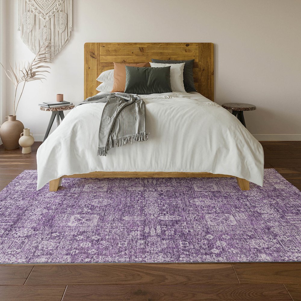 Premium Machine Washable Mayfield  Purple 3' x 5' Rug. Picture 6
