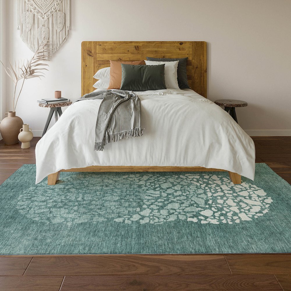 Premium Machine Washable Mayfield  Teal 3' x 5' Rug. Picture 6