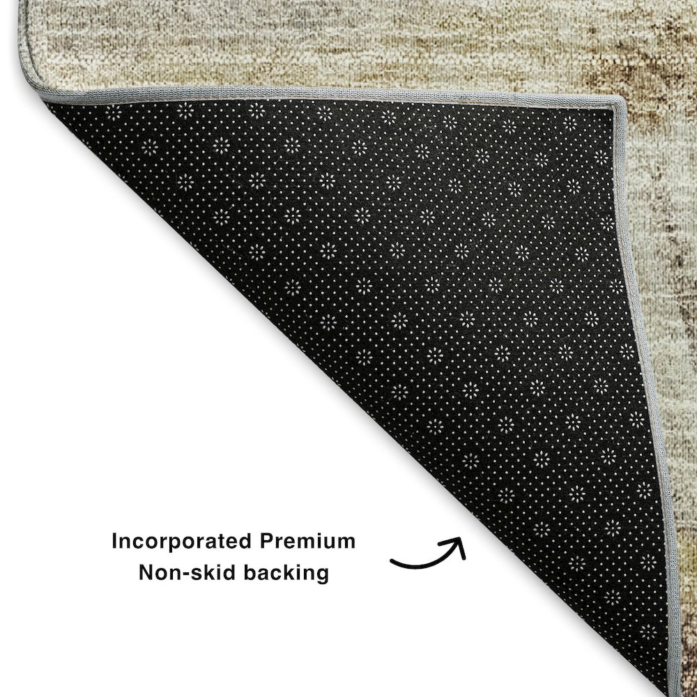 Premium Machine Washable Mayfield  Brown 2'3" x 7'6" Runner Rug. Picture 2