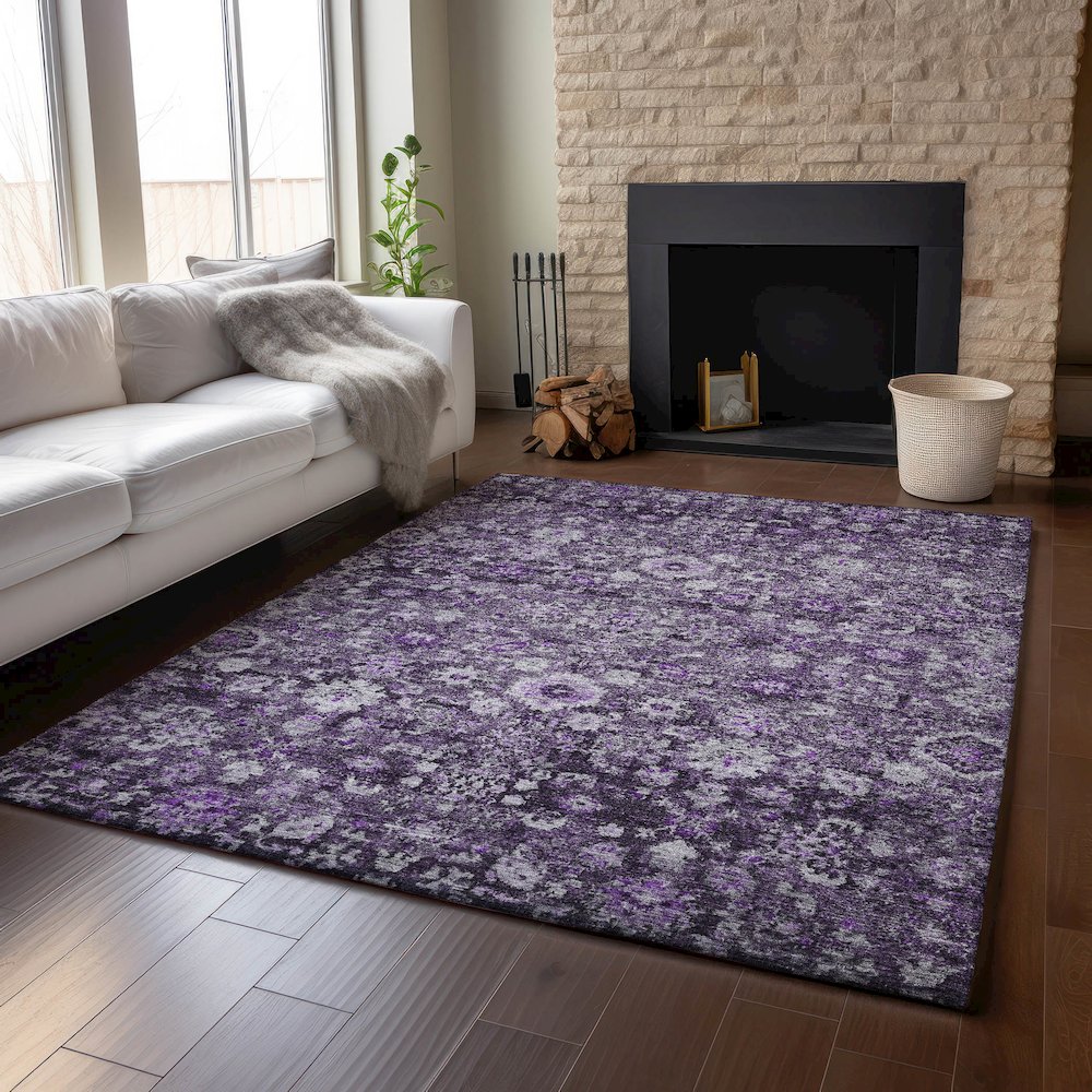 Premium Machine Washable Mayfield  Purple 3' x 5' Rug. Picture 6