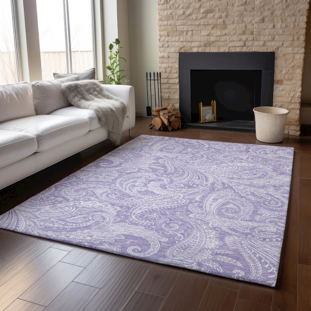 Premium Machine Washable Mayfield AMF654 Lavender 3' x 5' Rug. Picture 6