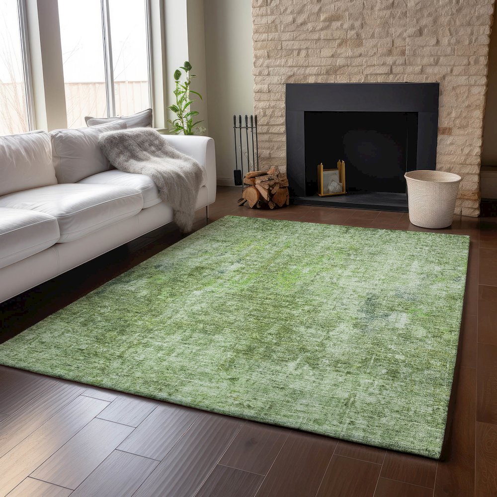 Premium Machine Washable Mayfield AMF656 Olive 3' x 5' Rug. Picture 6