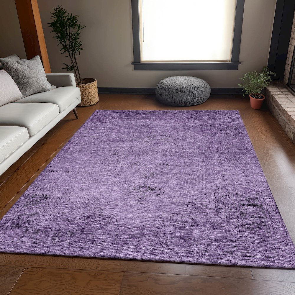 Premium Machine Washable Mayfield AMF658 Purple 3' x 5' Rug. Picture 5