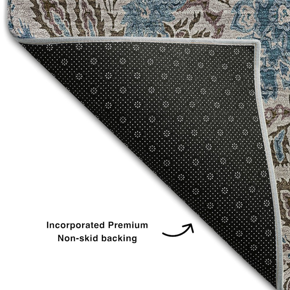 Premium Machine Washable Mayfield AMF660 Mocha 2'3" x 7'6" Runner Rug. Picture 2