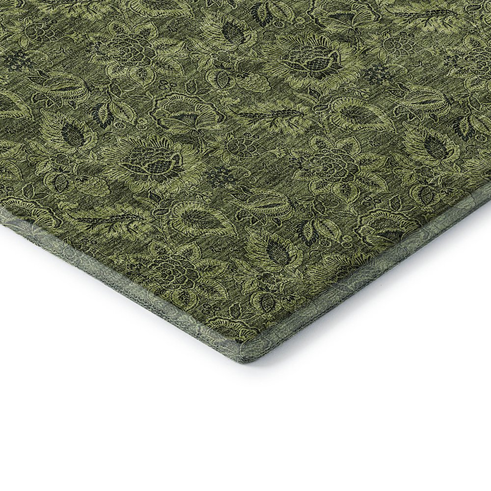 Premium Machine Washable Mayfield AMF661 Olive 2'3" x 7'6" Runner Rug. Picture 3