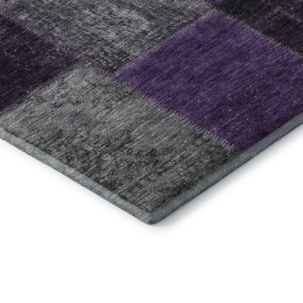 Premium Machine Washable Mayfield AMF663 Eggplant 2'3" x 7'6" Runner Rug. Picture 3