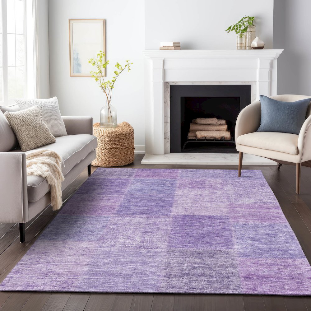 Premium Machine Washable Mayfield AMF664 Lavender 3' x 5' Rug. Picture 5