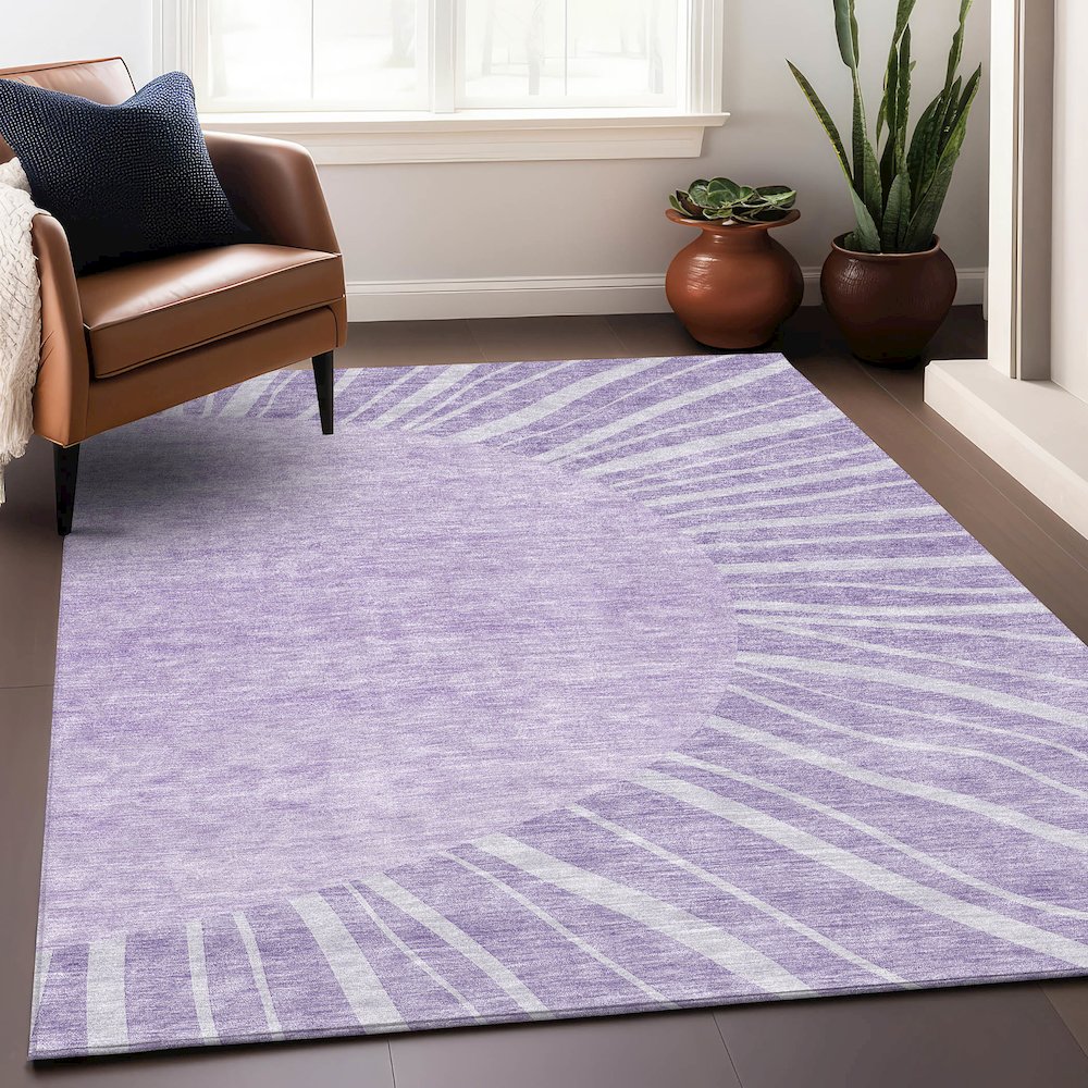 Premium Machine Washable Mayfield AMF668 Lavender 3' x 5' Rug. Picture 6