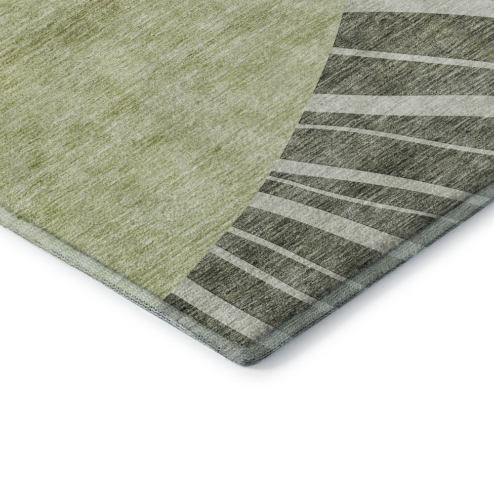 Premium Machine Washable Mayfield AMF668 Olive 2'3" x 7'6" Runner Rug. Picture 3
