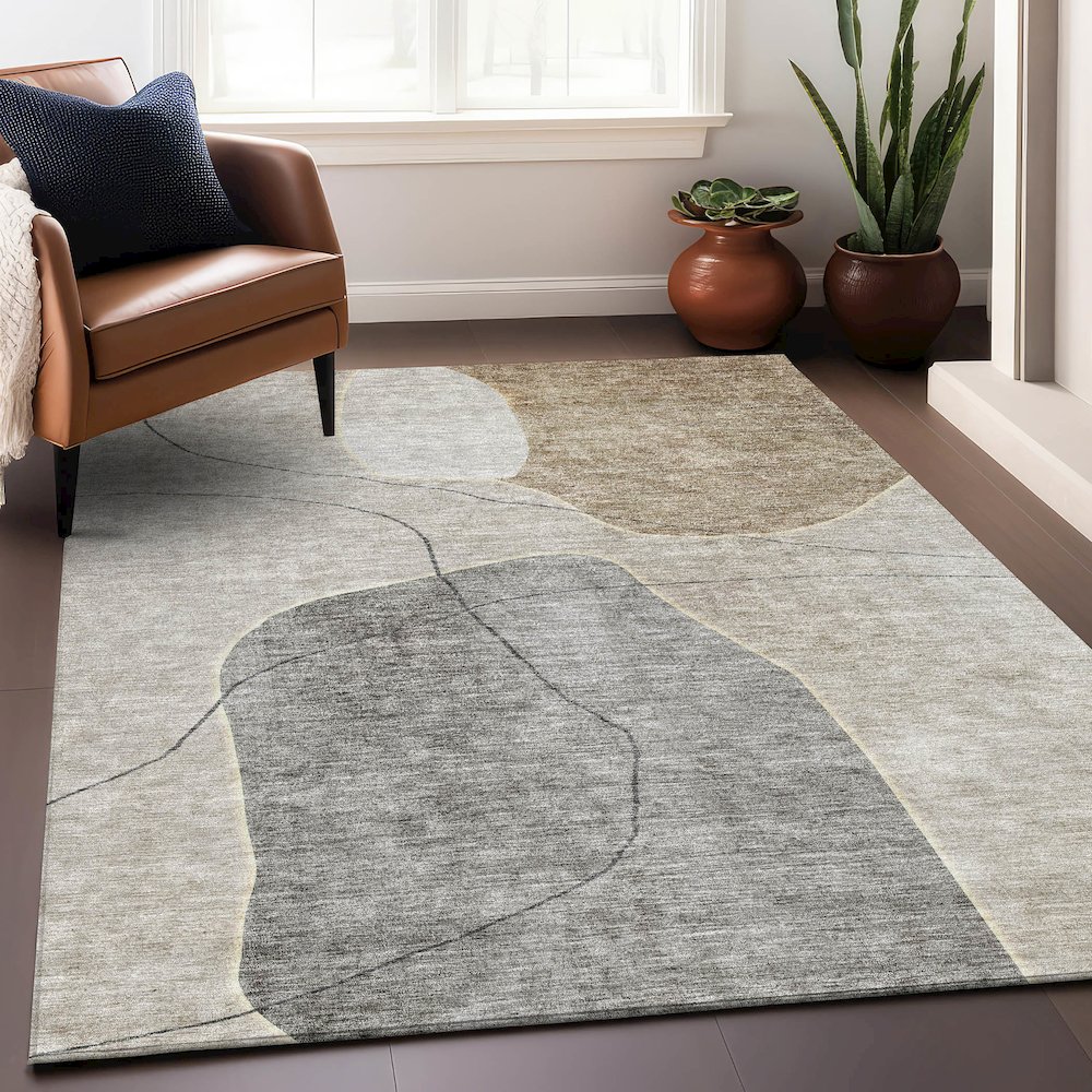 Premium Machine Washable Mayfield AMF672 Beige 3' x 5' Rug. Picture 6