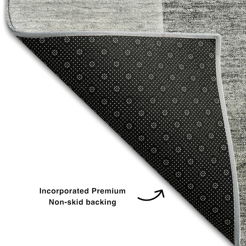 Premium Machine Washable Mayfield AMF672 Gray 2'3" x 7'6" Runner Rug. Picture 2