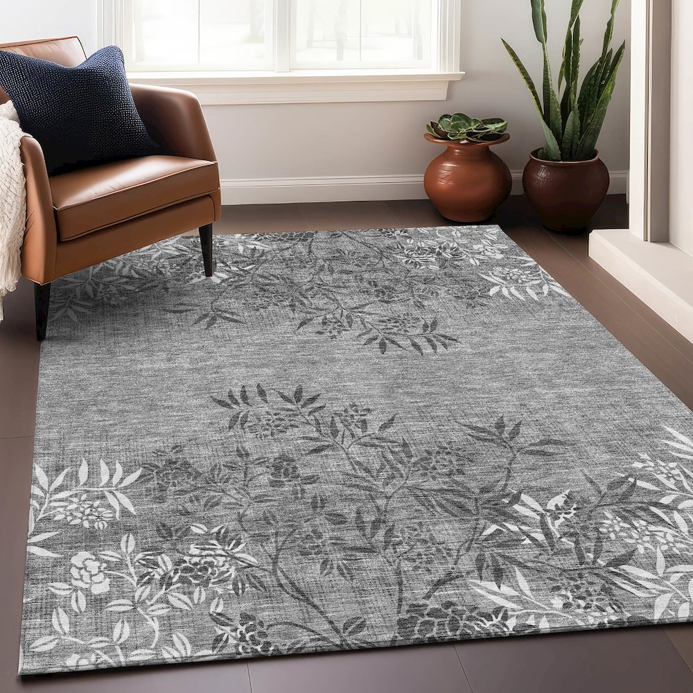 Premium Machine Washable Mayfield AMF673 Pewter 3' x 5' Rug. Picture 6