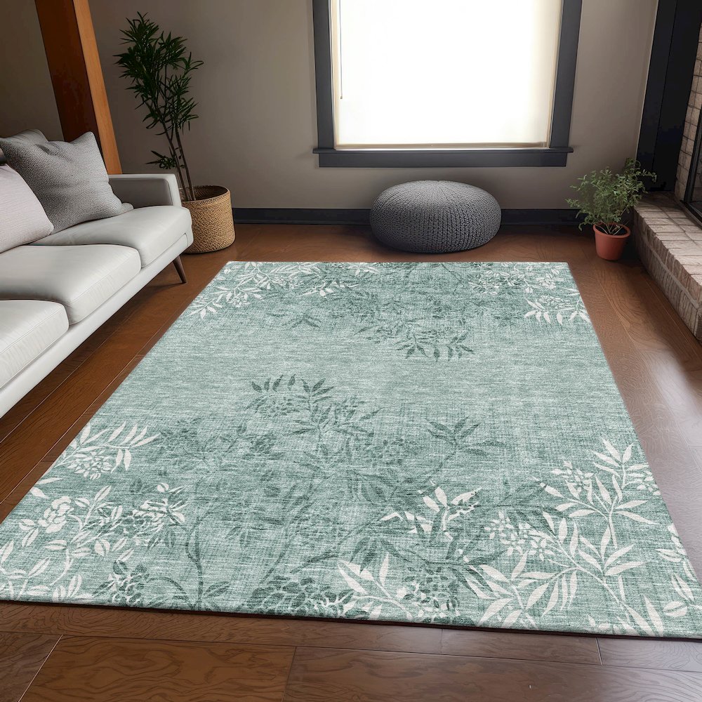 Premium Machine Washable Mayfield AMF673 Sage 3' x 5' Rug. Picture 5
