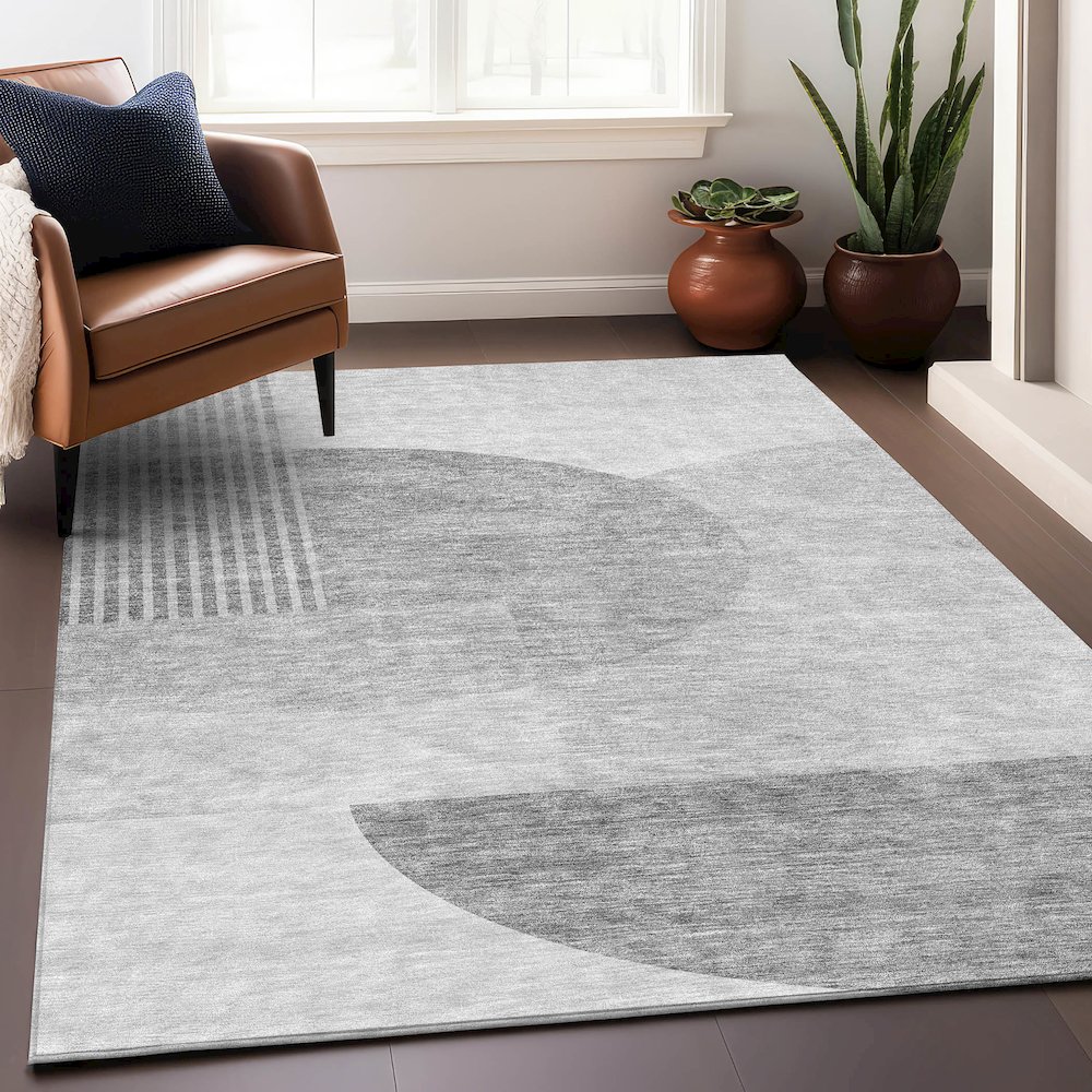 Premium Machine Washable Mayfield AMF678 Gray 3' x 5' Rug. Picture 6